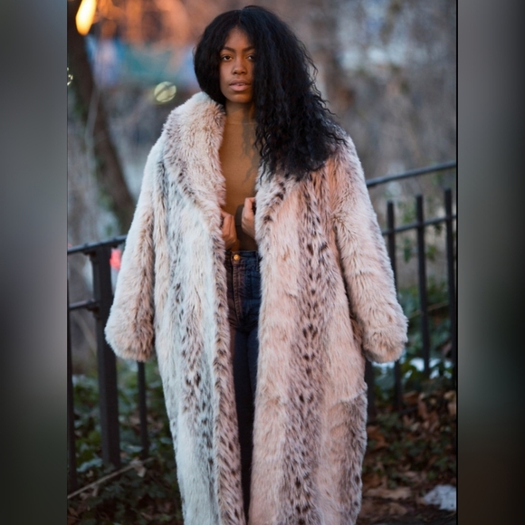 Vintage Jackets & Blazers - Vintage 80s Retro Monterey Fashions Faux Fur Snow Leopard Cruella Trench Coat 10